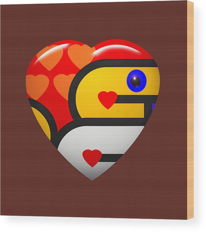 Red Love Heart Wood Print featuring the digital art I See You by Charles Stuart