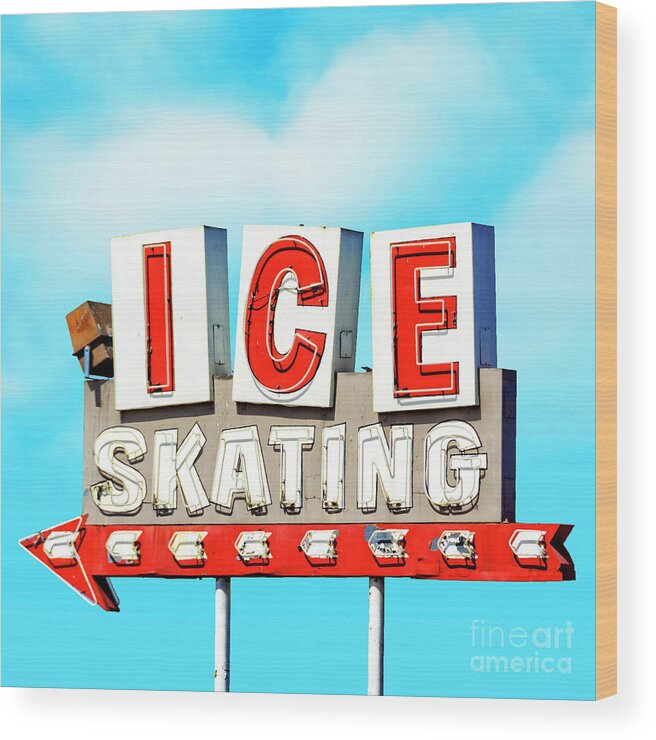 Square Wood Print featuring the photograph Ice Skating by Lenore Locken