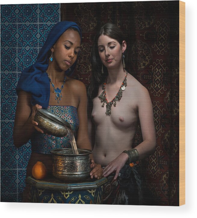 Painterly Wood Print featuring the photograph In Hammam II by Derek Galon, Ma, Frps, Fops