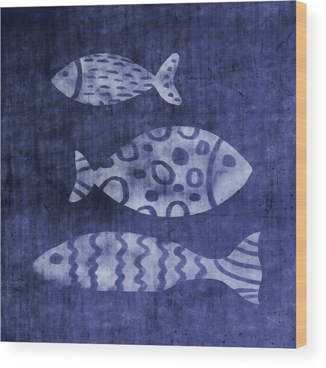 Fish Wood Print featuring the mixed media Indigo Fish- Art by Linda Woods by Linda Woods