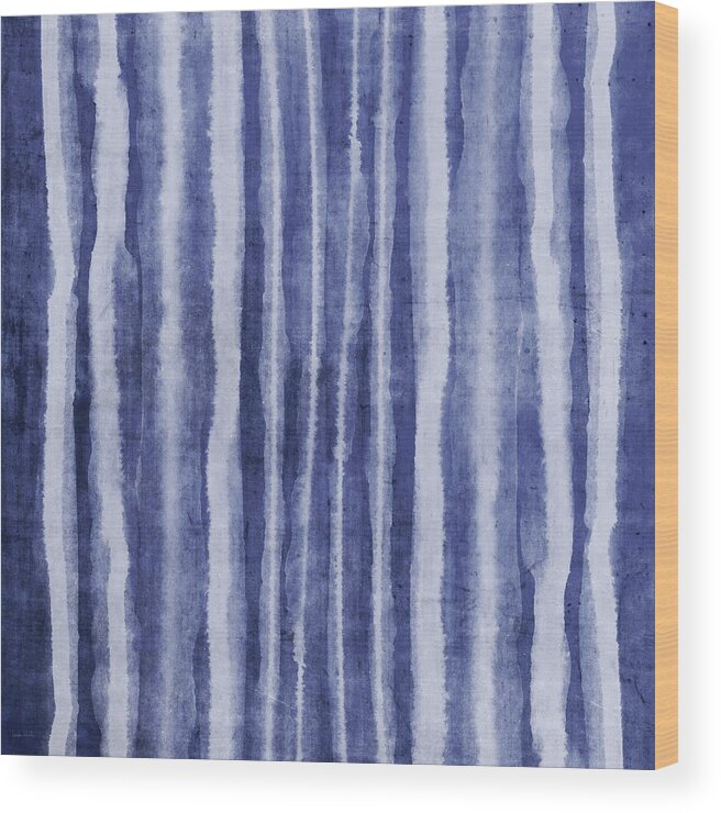 Blue Wood Print featuring the painting Indigo Water Lines- Art by Linda Woods by Linda Woods