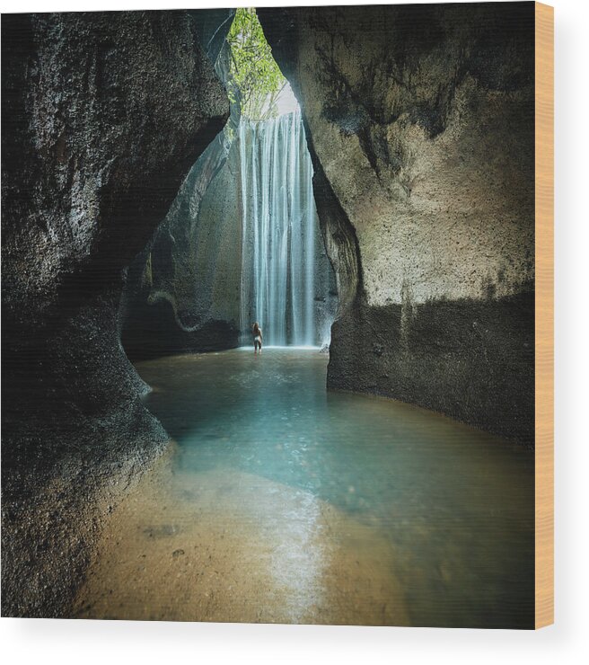 Estock Wood Print featuring the digital art Indonesia, Bali Island, Bali, Tukad Cepung Waterfall by Ben Pipe