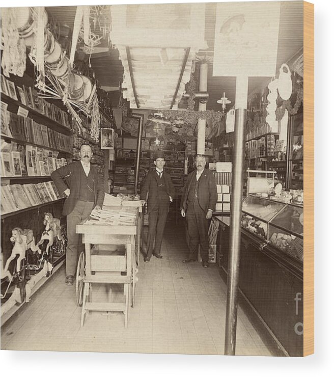 People Wood Print featuring the photograph Interior Of Stationary Store Selling by Bettmann