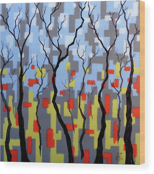 Abstract Wood Print featuring the painting Into the Winter Woods by Tara Hutton