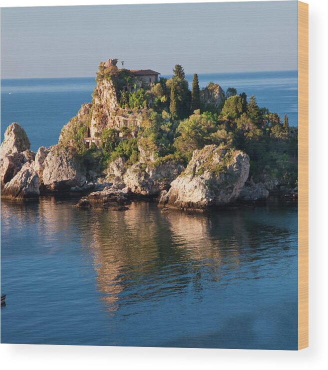 Tranquility Wood Print featuring the photograph Isola Bella Island, Taormina, Sicily by Peter Adams