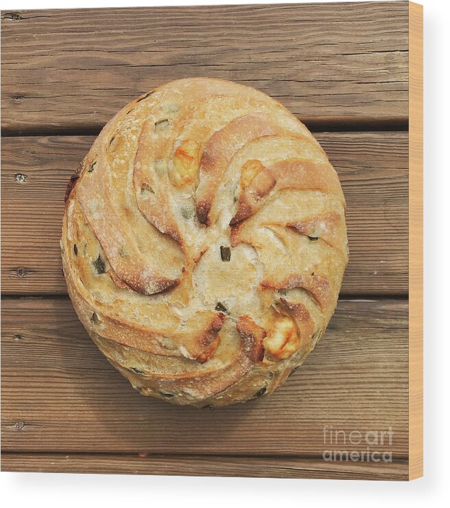 Bread Wood Print featuring the photograph Jalapeno Cheddar Sourdough by Amy E Fraser