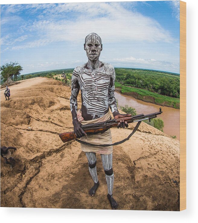 Africa Wood Print featuring the photograph Karo Warrior by Manginiphotography