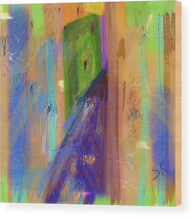 Abstract Wood Print featuring the digital art Kasbah Square by Sherry Killam