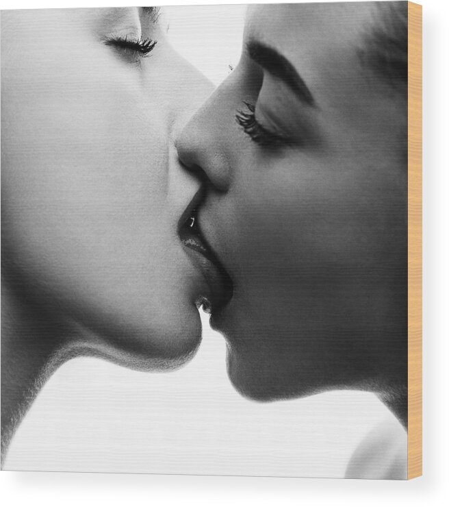 Sensual Wood Print featuring the photograph Kiss by Martin Krystynek Mqep