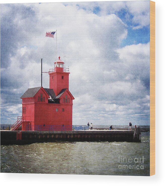 Light House Wood Print featuring the photograph Lake Michigan Light House by Phil Perkins