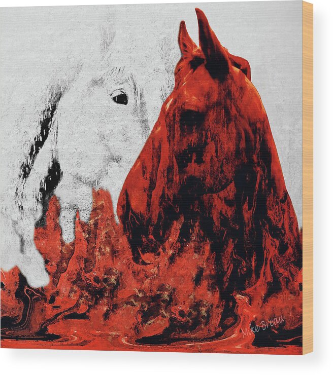Lava Flow And Lady Pumice-equine Portrait Wood Print featuring the mixed media Lava Flow and Lady Pumice-Equine Portrait by Mike Breau