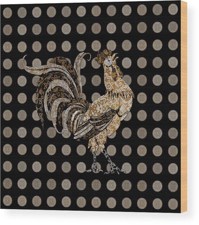 Rooster Wood Print featuring the digital art Le Coq Gaulois by Diego Taborda