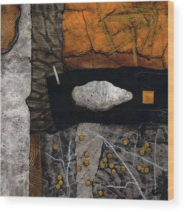 Yellow Orchre Wood Print featuring the mixed media Let Nature enter your body by Laura Lein-Svencner
