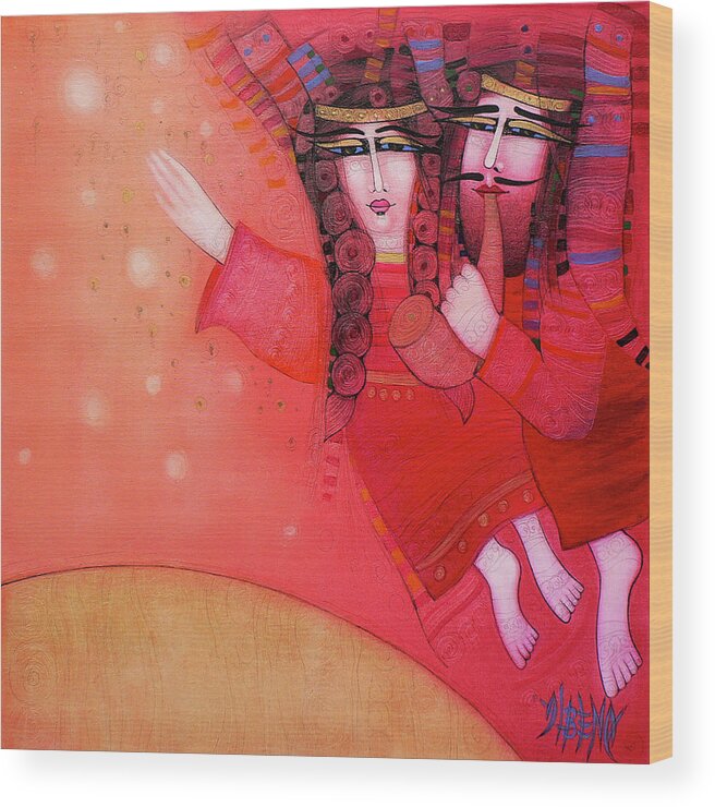 Albena Wood Print featuring the painting Let Us Go by Albena Vatcheva