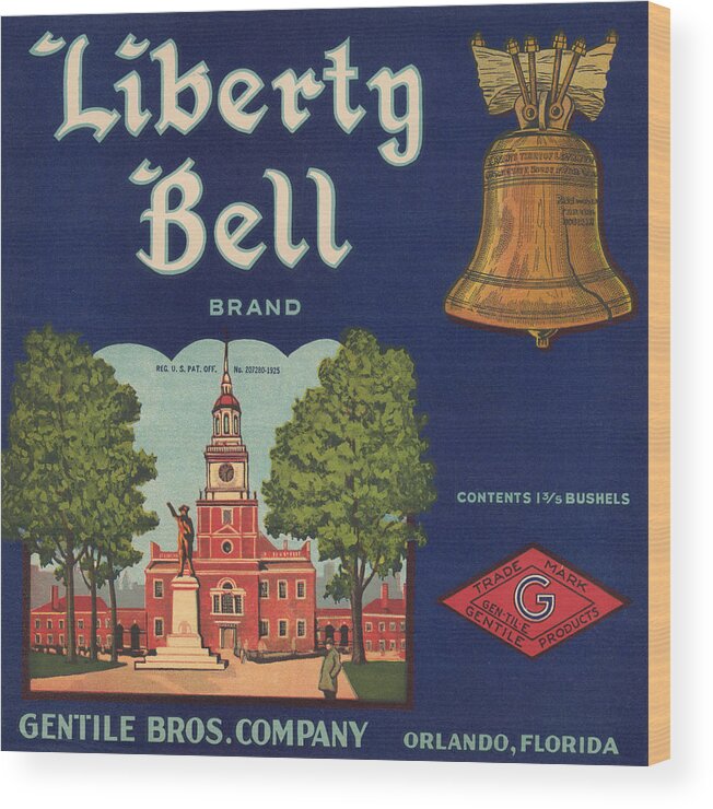 Liberty Wood Print featuring the painting Liberty Bell Brand by Unknown