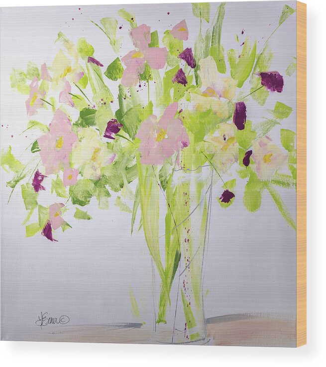Floral Wood Print featuring the painting Light and Airy by Terri Einer