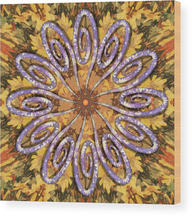 Spin-flower Mandalas Wood Print featuring the digital art Loopsy Daisy by Becky Titus