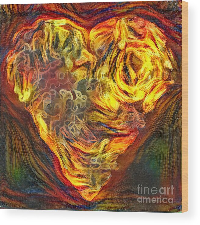 Heart Wood Print featuring the digital art Love's Heat by Bill King