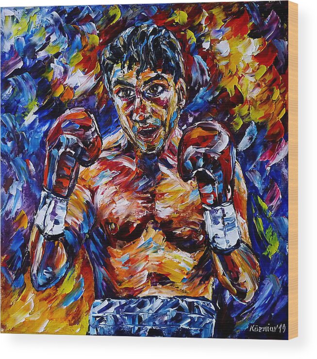 Powerful Boxer Painting Wood Print featuring the painting Markus Beyer by Mirek Kuzniar