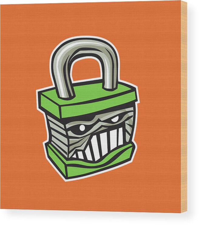 Banana Seat Wood Print featuring the drawing Mean Face on Padlock by CSA Images