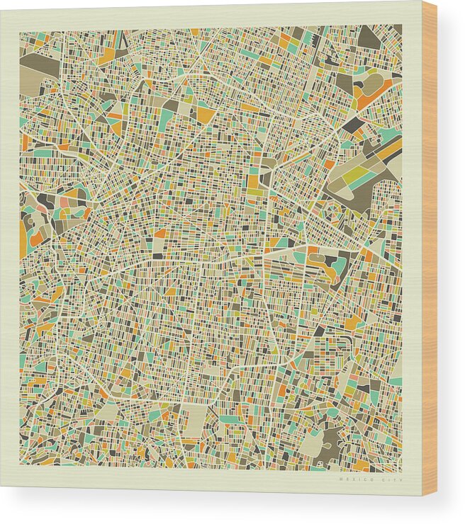 Mexico City Map Wood Print featuring the digital art Mexico City Map 1 by Jazzberry Blue