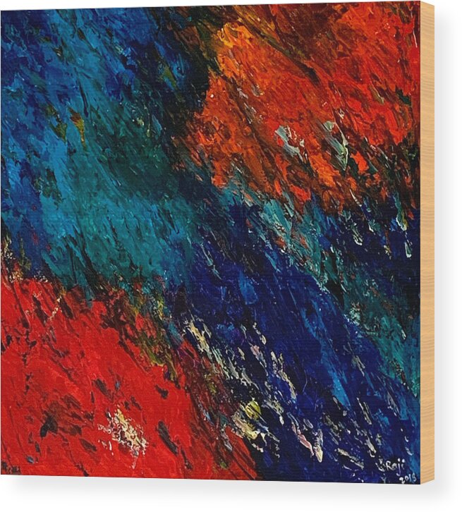 Abstract Painting Wood Print featuring the painting Miami Colors by Raji Musinipally