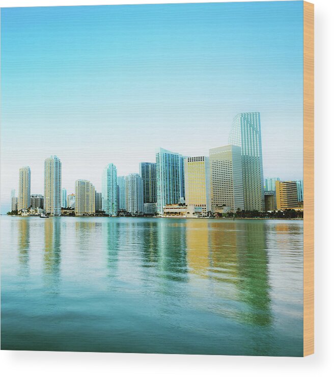 Scenics Wood Print featuring the photograph Miami Skyline by Moreiso