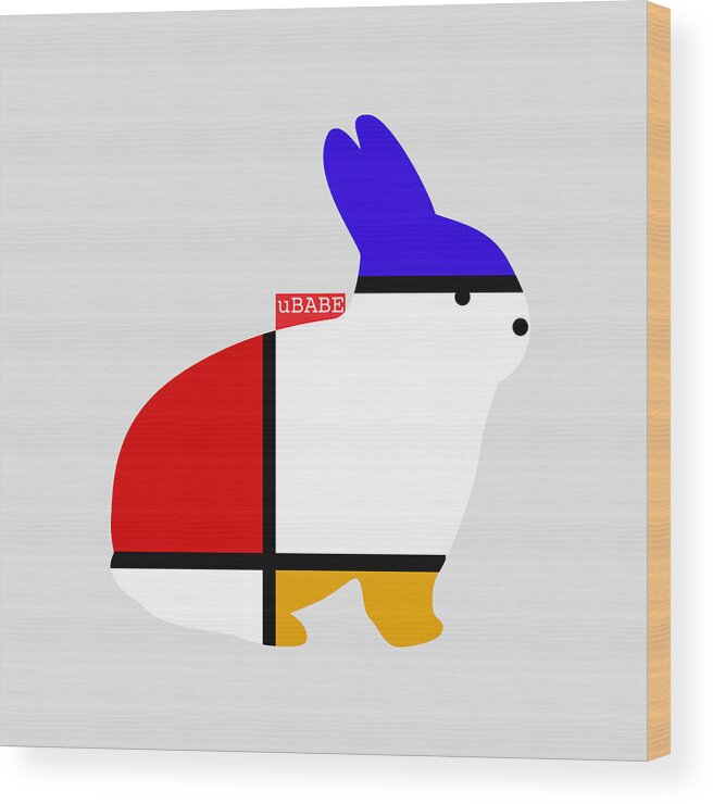 Modern White Rabbit Wood Print featuring the digital art Modern White by Ubabe Style