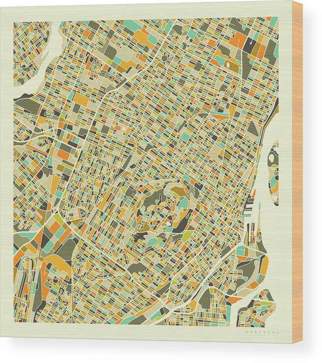 Montreal Map Wood Print featuring the digital art Montreal Map 1 by Jazzberry Blue