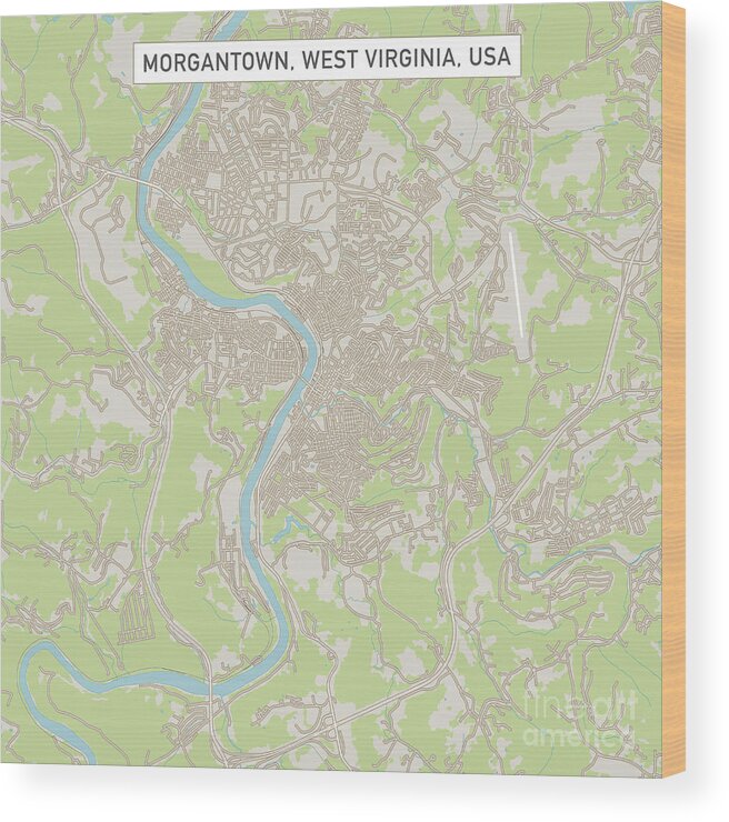 Morgantown Wood Print featuring the digital art Morgantown West Virginia US City Street Map by Frank Ramspott