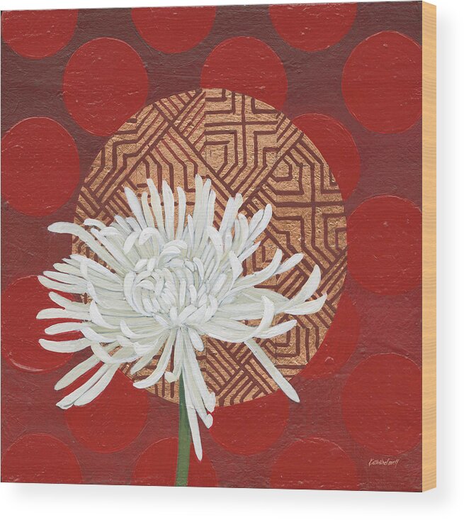 Backgrounds Wood Print featuring the painting Morning Chrysanthemum Iv by Kathrine Lovell