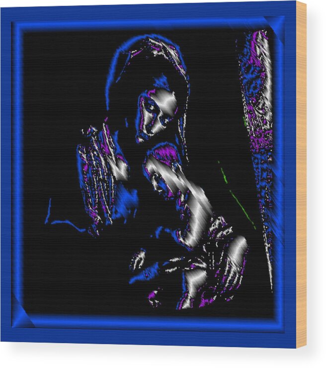  Wood Print featuring the digital art Mother and Child In Blue by Mary Russell