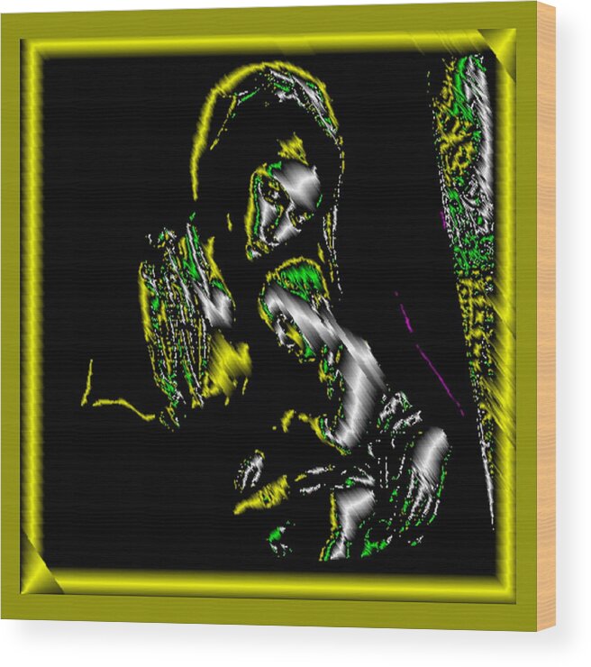  Wood Print featuring the digital art Mother and Child in Gold by Mary Russell