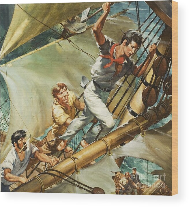 Mr Midshipman Marryat Wood Print featuring the painting Mr Midshipman Marryat by James Edwin Mcconnell