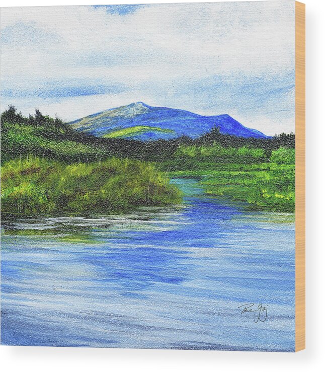 Mount Monadnock Wood Print featuring the painting Mt. Monandnock From Scott Brook by Paul Gaj