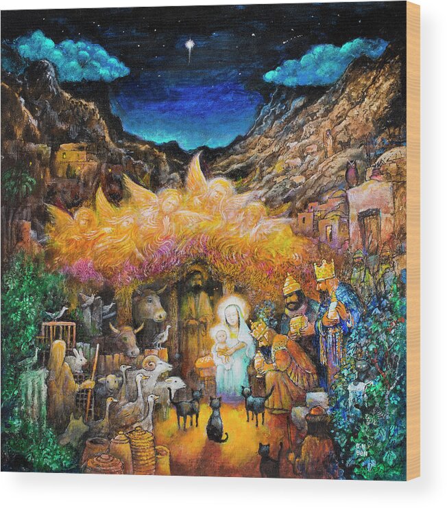 Nativity Wood Print featuring the painting Nativity by Bill Bell