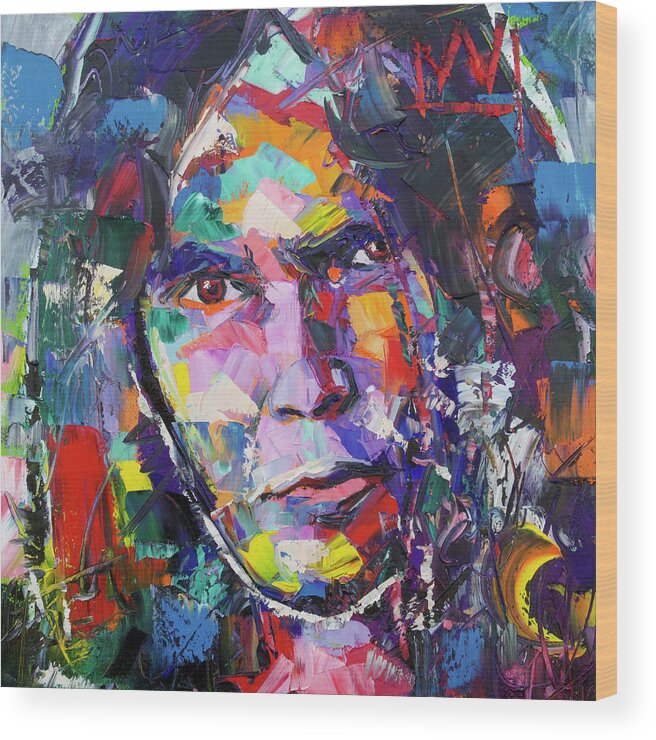 Neil Young Wood Print featuring the painting Neil Young by Richard Day
