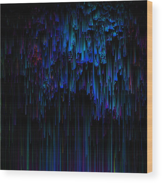 Glitch Wood Print featuring the digital art Night Rain by Jennifer Walsh
