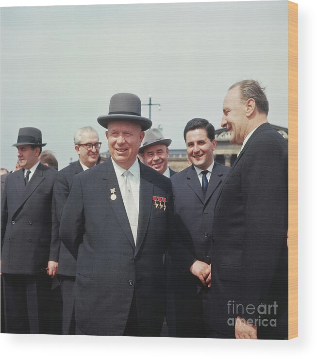 People Wood Print featuring the photograph Nikita Khrushchev With Colleagues by Bettmann