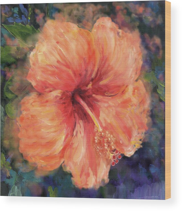 Hibiscus Wood Print featuring the painting Noon by Maria Trad