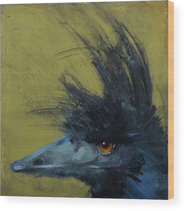 Emu Wood Print featuring the painting Not Funny by Jani Freimann