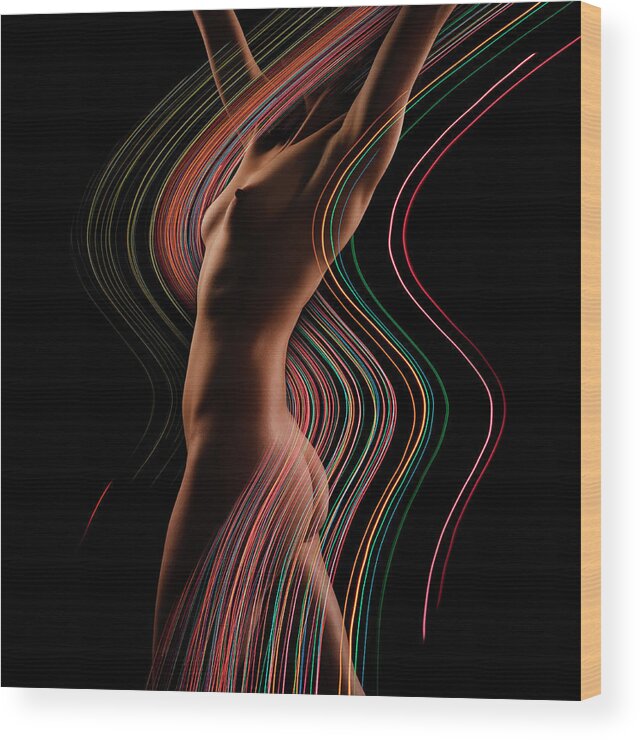 Human Arm Wood Print featuring the photograph Nude Famale, Side View Digital Composite by John Lund