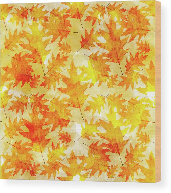 Leaf Pattern Wood Print featuring the mixed media Oak Leaf Pattern by Christina Rollo