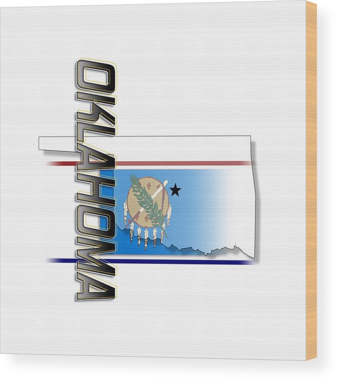 Oklahoma Wood Print featuring the digital art Oklahoma State Vertical Print by Rick Bartrand
