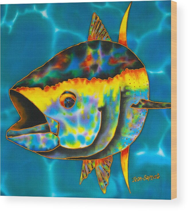 Saltwater Fish Wood Print featuring the painting Opal Tuna by Daniel Jean-Baptiste