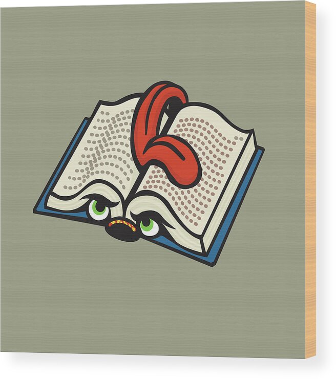 Banana Seat Wood Print featuring the drawing Open Book with Tongue Bookmarker by CSA Images
