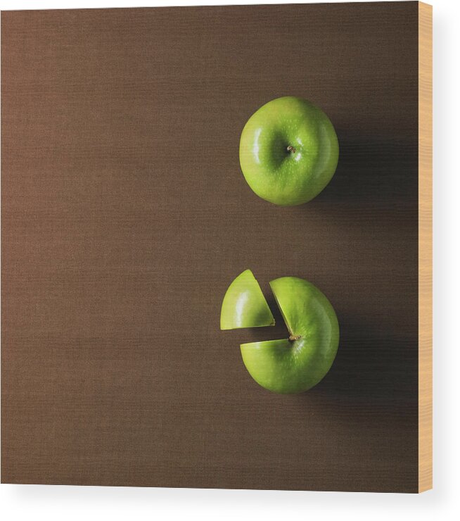 Granny Smith Apple Wood Print featuring the photograph Organic Granny Smith Apples by Monica Rodriguez