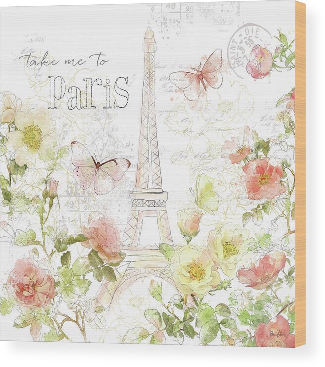 Butterflies Wood Print featuring the painting Painting Paris II by Katie Pertiet