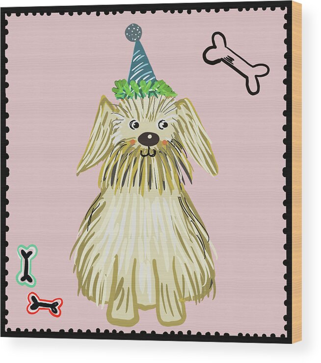 Party Wood Print featuring the digital art Party Dog I by Ani Del Sol