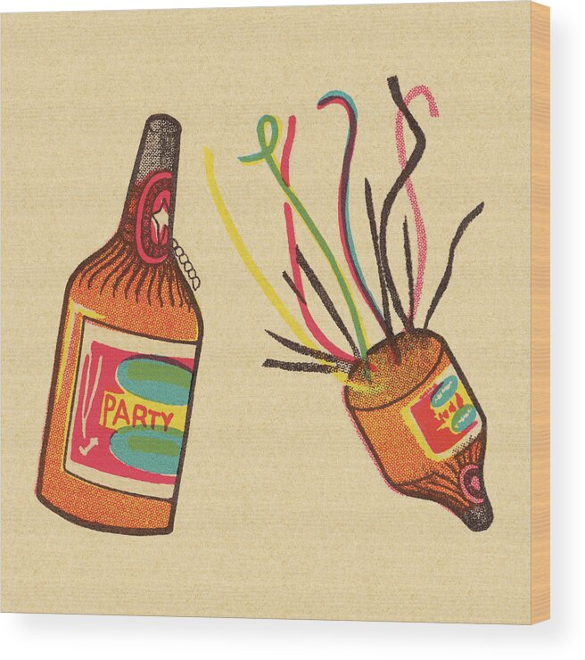 Burst Wood Print featuring the drawing Party Popper by CSA Images